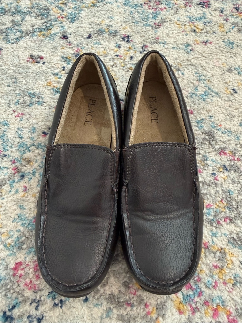Kidโs Childrenโs Place Brown Leather Slip-On Loafers Size 3